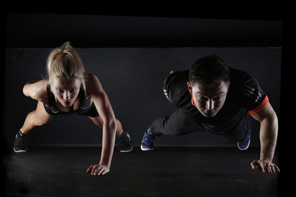 Woman and Man Training Together